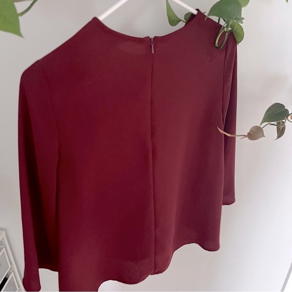 Topshop Red 3/4 Sleeve Blouse - Picture 2 of 4